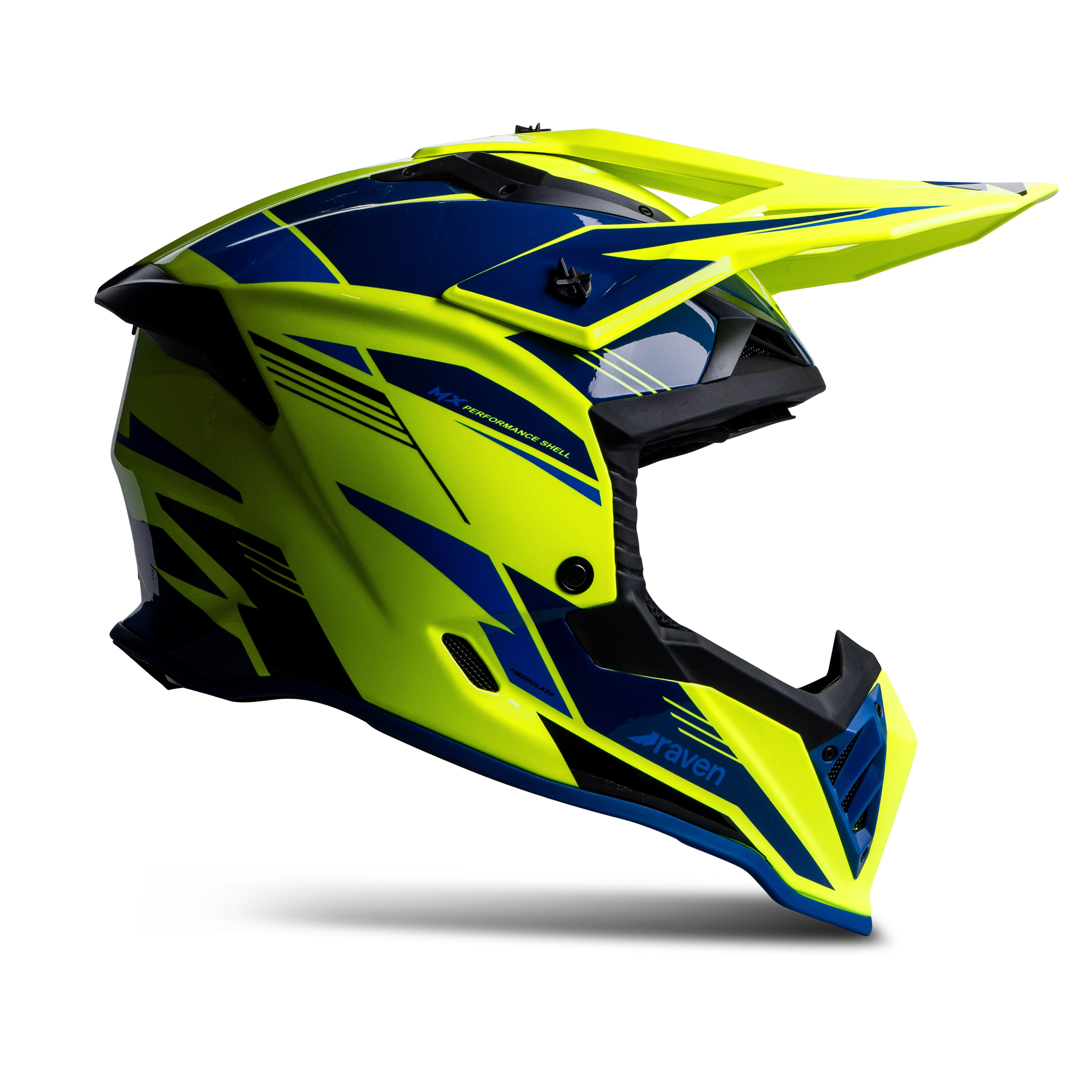 Raven Morphous Crosshjälm Glansig Fluo Gul/BlåM