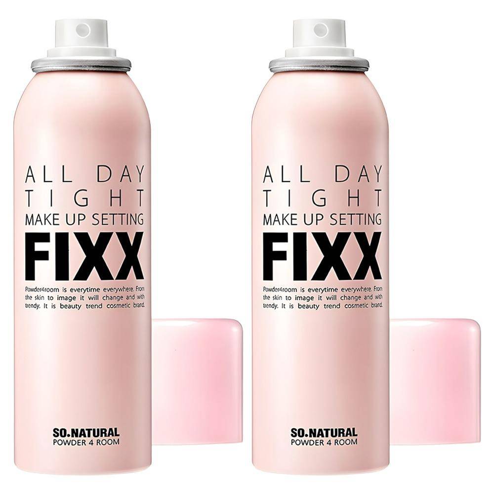 Så Naturligt Puder4Rum Hela Dagen Tätt Sminkfixer 75ml x 2 st - Långvarig Kladdfri Mist för Fläckfri Sminkhållning