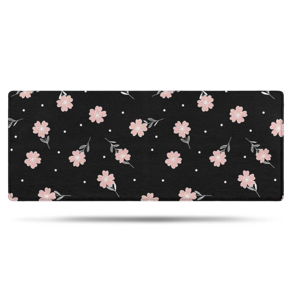 Skridsikkert badeværelsestæppe i mikrofiber med blomstermotiv 61 x 152 cm