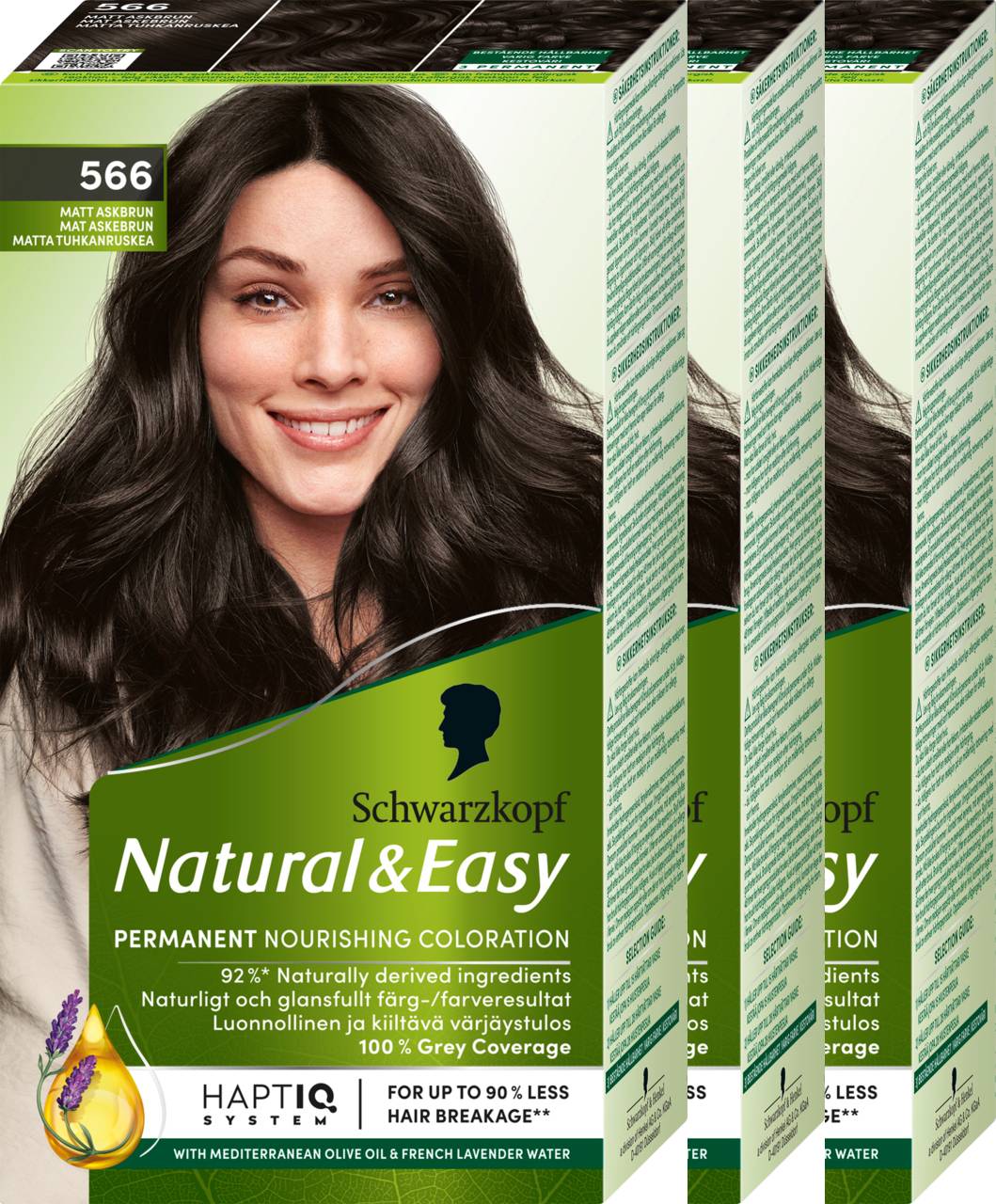 Schwarzkopf Schwarzkopf Natural & Easy 566 Matte Ash Brown 143ml 3-pack