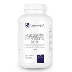 FürstenMED® Glucosamin Chondroitin MSM Hochdosiert + Vitamin C, 180 Kapseln als 4 Fach Komplex mit Glucosamine, Laborgeprüft & Ohne unerwünschte Zusatzstoffe