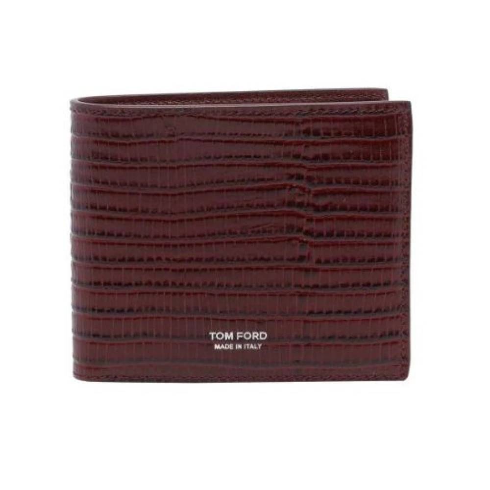 Tom Ford Klassisk Læder Bifold Pung - Accessories - Herre - Rød - ONE SIZE - Læder