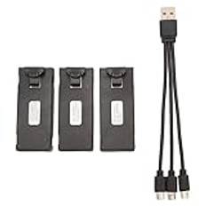 Cryfokt 3st 3,7V RC Drone Litiumbatteri, RC Aircraft RC Drone Batteri med 3 i 1 Laddningskabel för E88 E88Pro LS E525 E525Pro, Överladdningsskydd och Kortslutningsskydd (2600 mah)