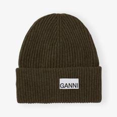 GANNI A5020 Light Structured Rib Beanie hue - kalamata grøn - onesize / grøn