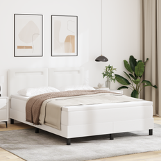 vidaXL Boxspring Säng med Madrass Vit 140x190 cm Konstläder