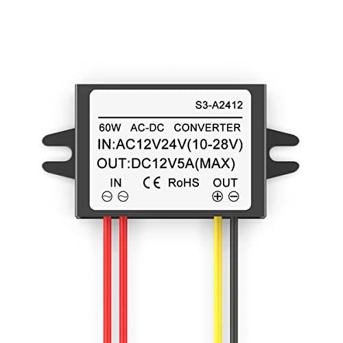 Greluma 1 Styck AC 12V 24V till DC 12V 5A 60W Buck Converter, 10-28V Ingång AC-DC Step Down Power Supply Module, Vattentät spänningsregulatorreducerare