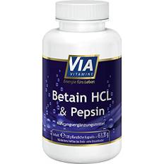 Betain HCL + Pepsin 120 vegane Kapseln, 1700mg Betain HCL, hochdosiert, in Deutschland hergestellt
