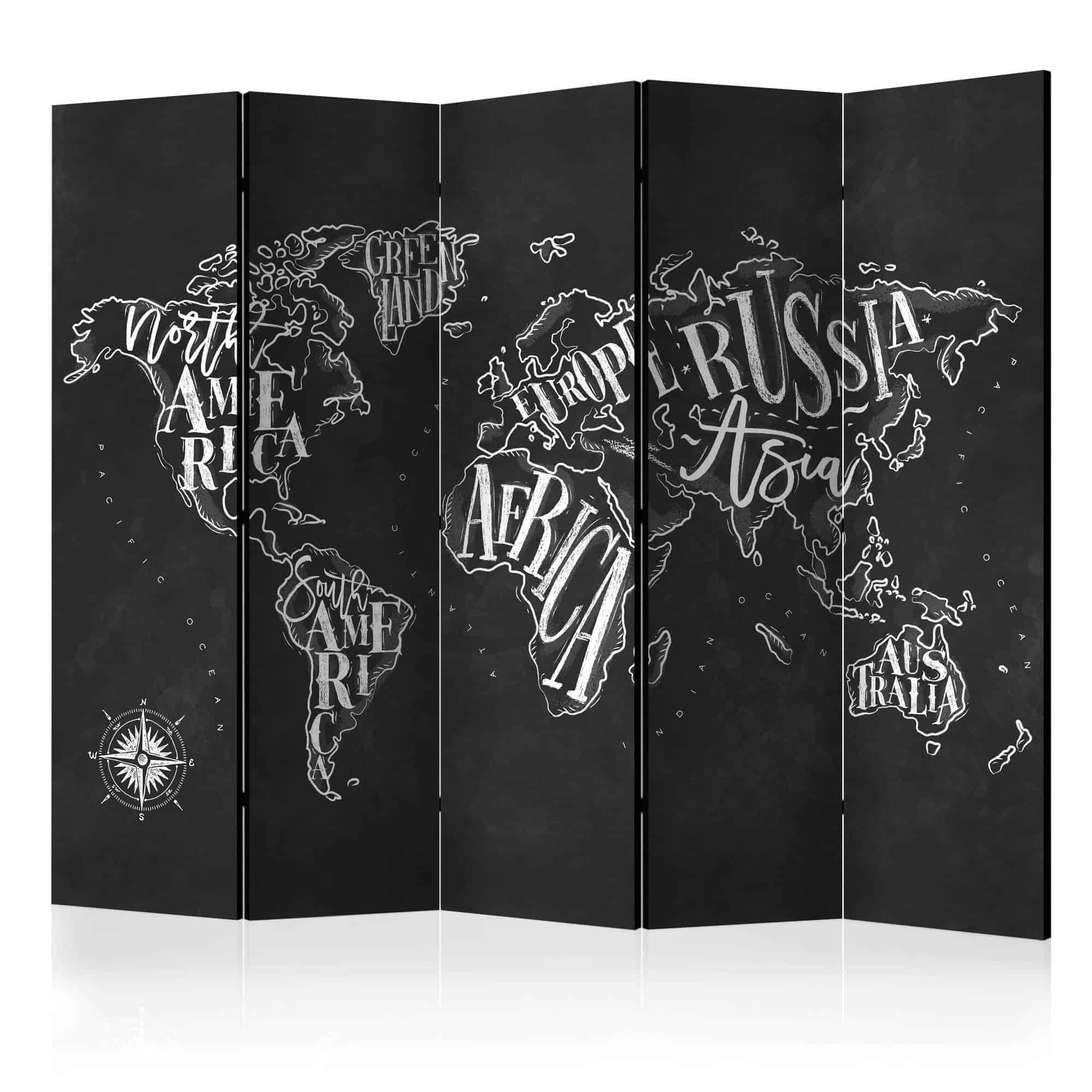Skærmvæg Retro Continents (Black) II