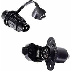 Stikkontakt og 3-polet stik, til 12V Trailer Vandafvisende 3-polet stik Han Hun Stik, 3-polet stikkontakt