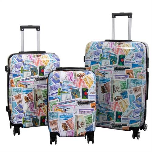 Kuffert - Kuffert med motiv - Frimærker - Hardcase letvægt kuffert.