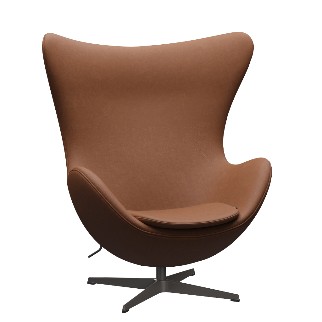 3316 Ægget loungestol, stel i warm graphite af Arne Jacobsen Haze læder - Walnut - Jacobsen Plus