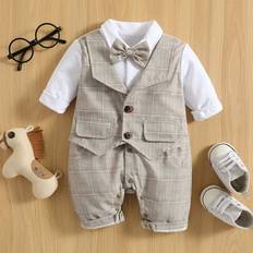 Baby Boy Pläd Bow Neck 2 i 1 Jumpsuit, till jul - Multifärgad (80,68,74,62,56)