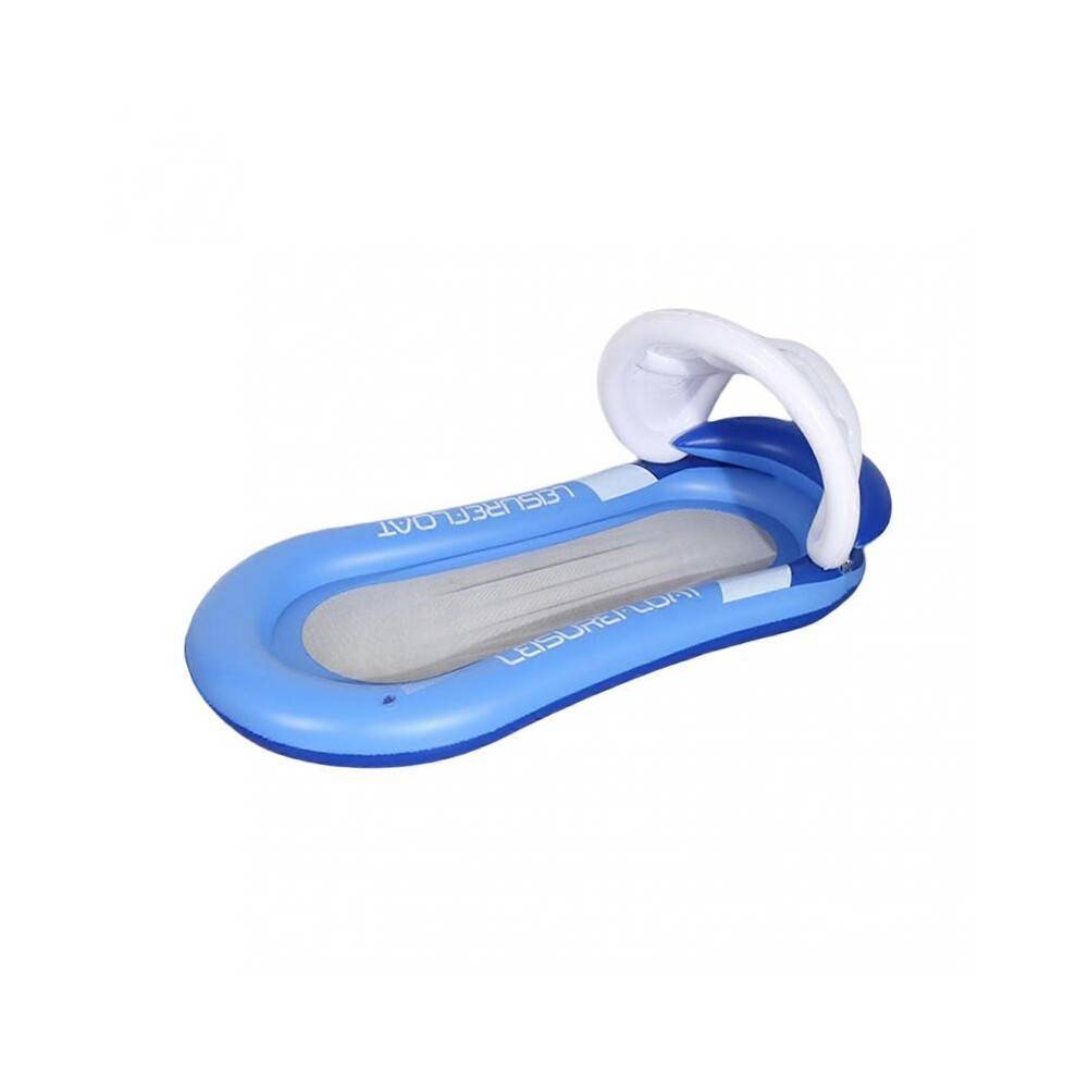 (Blue with Canopy) Inflatable Pool Lounge Water Hammock PVC Floating Bed For Kids Adults