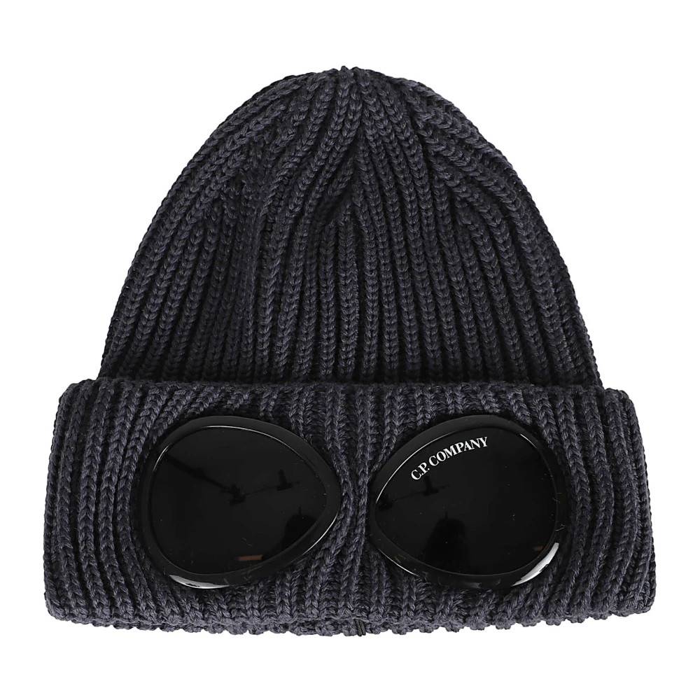 C.P. Company Extrafine Merino Wool Goggle Beanie - Accessories - Herre - Sort - ONE SIZE - Uld