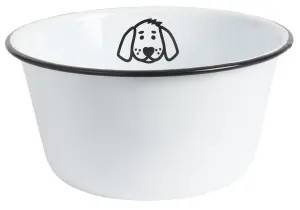 Hundmatskål - Emalj vit - 22 cm