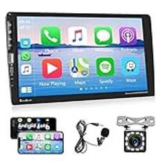 Apple Carplay bilradio 1 Din med Android Auto Bluetooth handsfree typ C 9" pekskärm bilradio med länk spegel Bluetooth FM-radio USB AUX-rattkontroll backkamera mikrofon