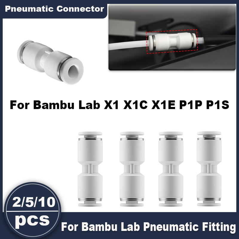 For Bambu Lab X1/X1C/P1P/P1S/A1 AMS PTFE Tube Pneumatic Fitting Connector for 1.75mm Filament Fast Coupling 3d Printer Pneumatic