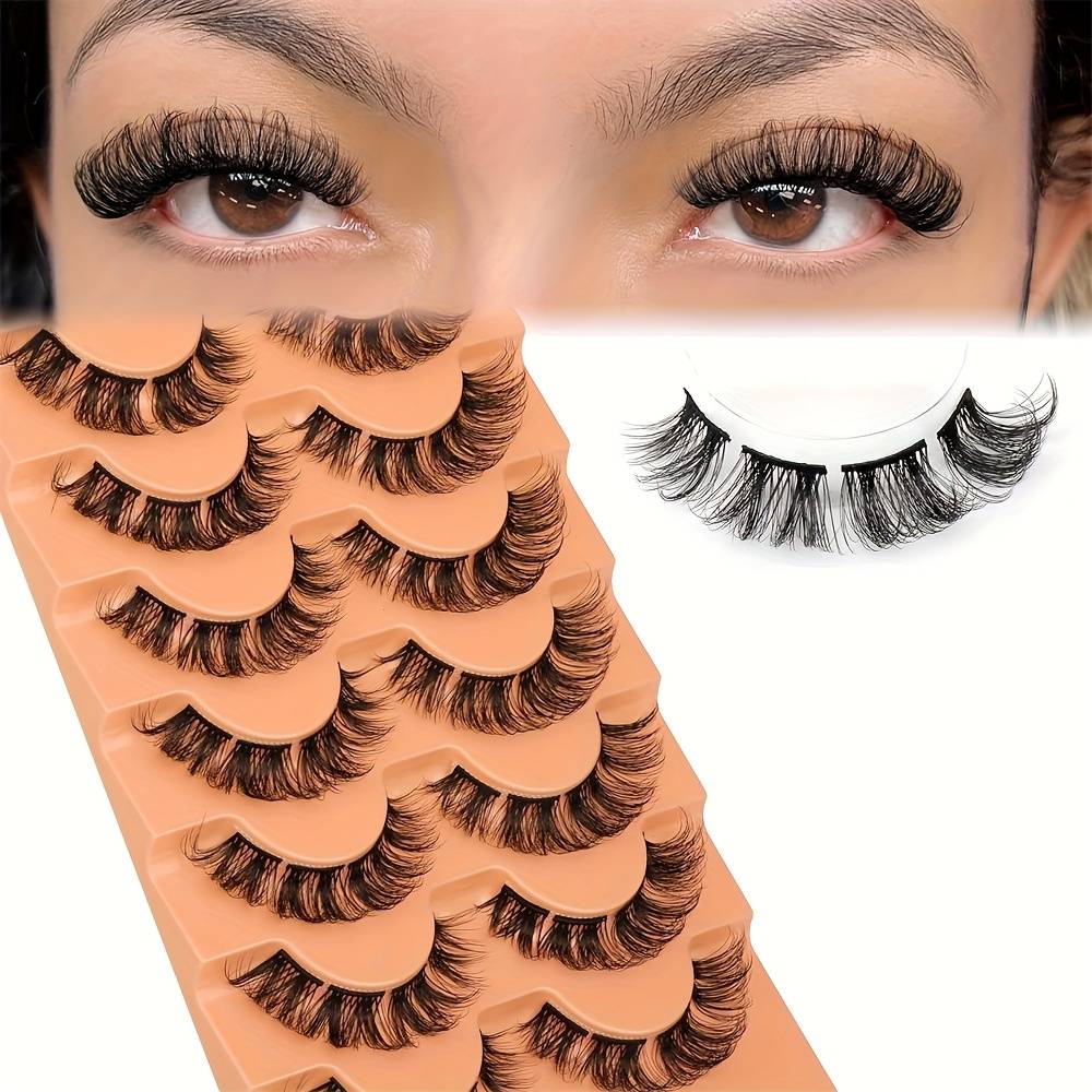TEMU 56 Natural Clustered Eyelashes Wispy Natural Appearance False Eyelashes Single Eyelashes 3d Striped Eyelashes Diy Eyelashes 7 Pairs Multi Piece Set
