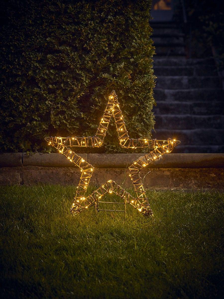 Faux Wicker Star Stake Light - Small