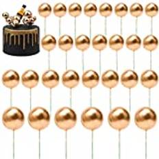 Jrzyhi 50 st Mini Cupcake Toppers Bollar Tårtdekorering Tårt Toppers Guldkulor Skum Rund Ball Ballong Cupcake Toppers Födelsedagstårta Dekorera Skumboll Tårta Skumboll Tårtval