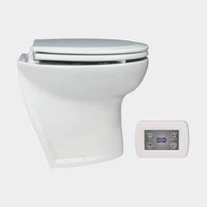 Elektrisk bådtoilet Jabsco Deluxe Flush 14", vinklet ryg, 24 V, til ferskvandsfyldning + magnetventil (solenoid)