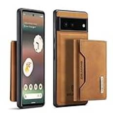 Phone Case Läderplånboksfodral Compatible with Google Pixel 6A, magnetiskt löstagbart Trifold-plånboksfodral med korthållare Ficka Kickställ Stötsäkert skal kompatibelt med Google Pixel 6A Smartphone