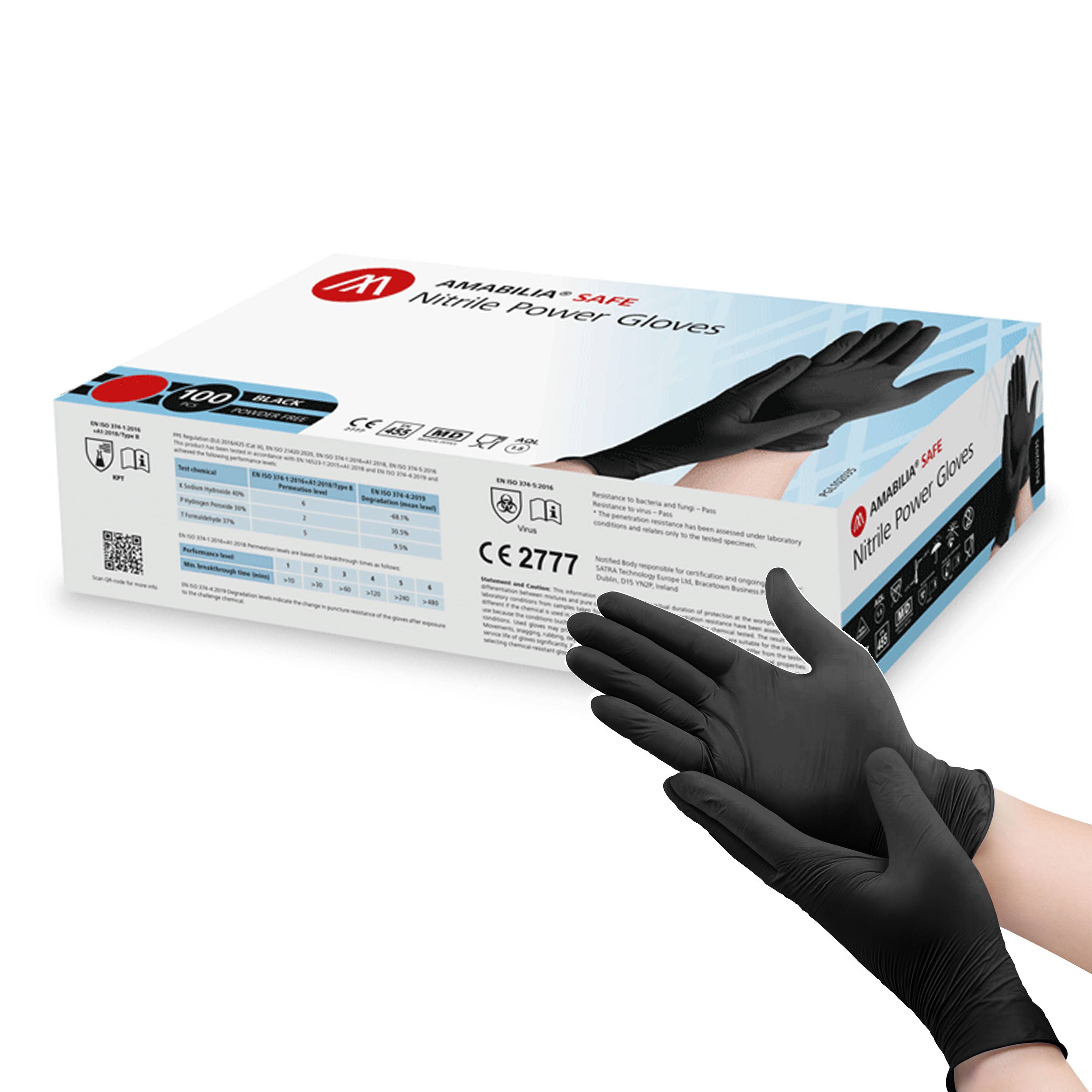 Extra starka Power Nitrilhandskar svart (Small) Amabilia 100/fp