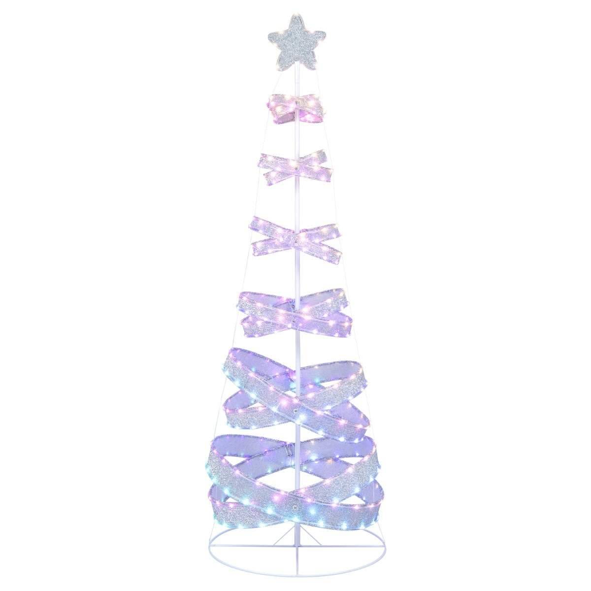 210 cm LED spiral juletræ lavet af polyester metal med 341 LED'er & 34 lystilstande & stjerne