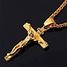 Utsökt Christian Jesus Cross Necklace Herrmode Guld Cross hänge med kedja halsband smycken gåvor herrhängande kedja