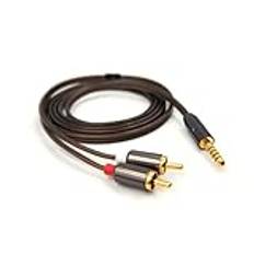 Earmax 6N OCC 2,5 mm 4,4 mm 3,5 mm till 2 RCA balanserad kabel 1,5 m kompatibel med telefon, PC, TV, ljudspelare, effektförstärkare