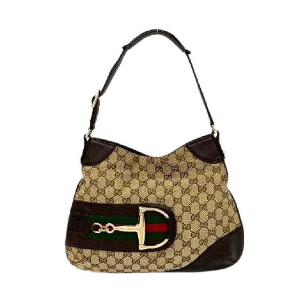 Gucci Vintage Pre-owned GG Canvas Læder Skuldertaske - Vintage - Dame - Brun - ONE SIZE - Uld