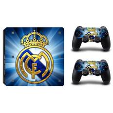 PS4 Slim skin til konsol og to controllere. Real Madrid. Blå.