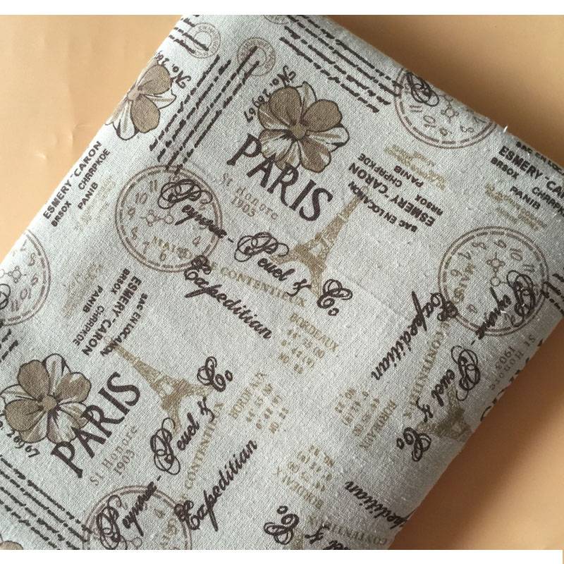 Retro Printed Paris Cotton Linen Blend Fabric DIY Sewing Upholstery Linen Labric for Curtain Tablecloth Bags Home Decor