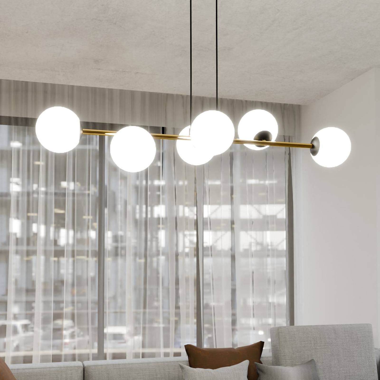 EMIBIG LIGHTING Glas pendellampa Gravity, dimbar, Mässing / guld, Vardagsrum / matsal, Modern, Pendellampa