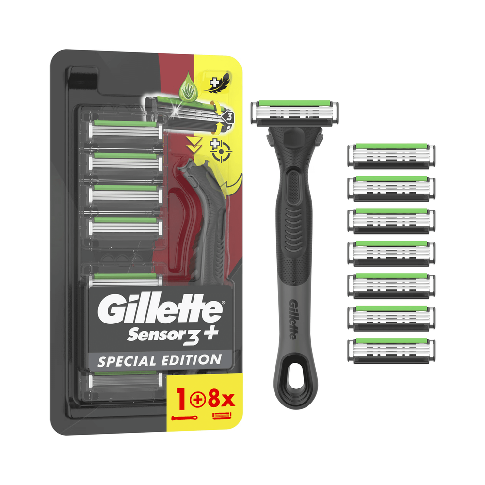 Gillette Sensor 3+ Black Skraber + 8 blade