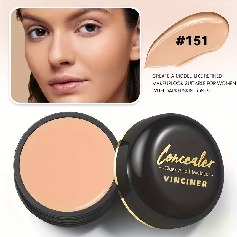 TEMU Waterproof Full Coverage Concealer Suitable For Tones - Plant-based Formula With Medium To Full Coverage (buildable), Long-lasting , Compact For - Hides, Dark Spots,,