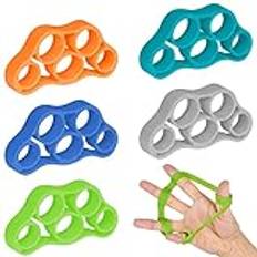 Vicloon handtränare, 5 delar fingersträckare, silikon handstyrketränare, fingertränare för att stärka hand och fingrar, tryckavlastning och rehabilitering och dekompression