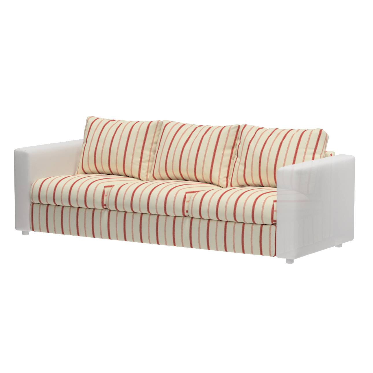 Vimle betræk 3-pers. sofa u.armlæn, Røde striber, creme baggrund, 211 x 98 x 83 cm, Avinon
