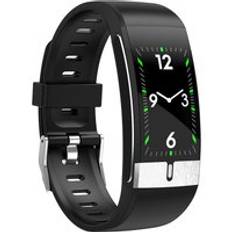Bakeey e66 termometer armband ecg+ppg puls blodtryck o2 monitor smart usb laddning smart klocka kvinnor m&#xE4;n - Svart