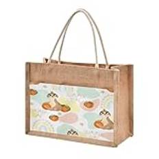 Mnsruu säckväv jute tygväska söt sengångare sommar orange återanvändbar livsmedel shoppingväska strand tygväska för kvinnor flickor brudtärna bröllopsskola 25 x 25 x 18 cm, C418, Large