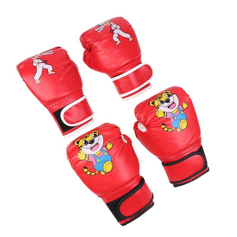 Tecknade Barn Boxningshandskar PU Läder Barn Sparring Stanshandskar Sanda Barn Boxning Stanshandskar Kamp Taekwondo Vantar blå