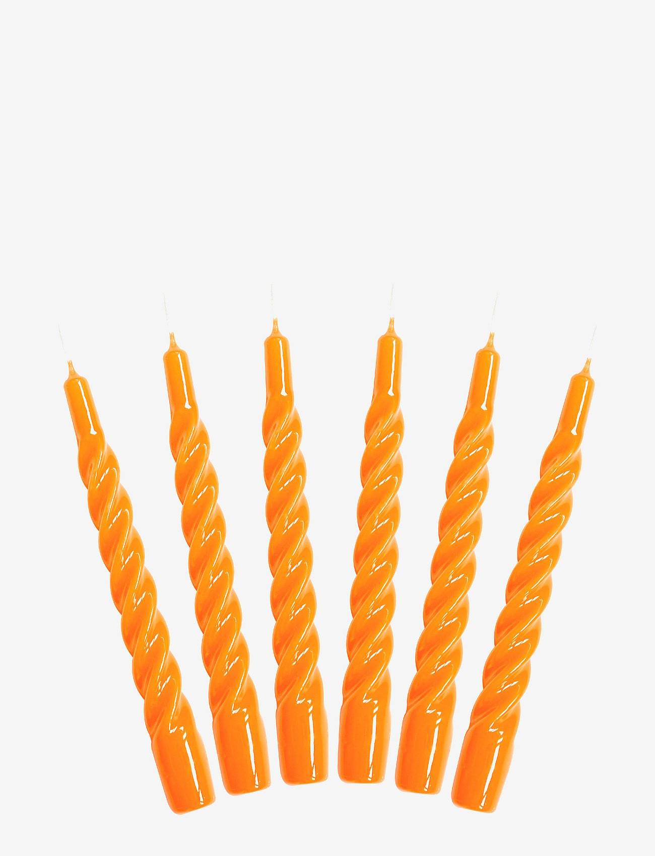 Kunstindustrien Twisted Candles, 6 Piece Box - Orange - One Size