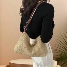 Woven Patchwork Bag For Women, 2025 New Design, Casual Straw Shoulder Bag, Natural Look, Perfect For Beach Trips Or Everyday Use. - Multicolor