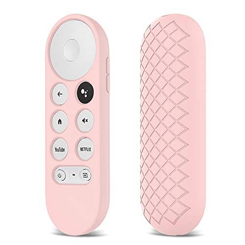 Nytt 2021 skyddande silikon fjärrkontroll fodral för Chromecast med Google TV 2020 röstfjärrkontroll fodral stötsäker halkfri fjärrkontroll fodral (rosa)
