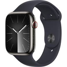 APPLE - Watch Series 9 GPS + Cellular 45mm Graphite Stainless Steel Case with Midnight Sport Band - S/M