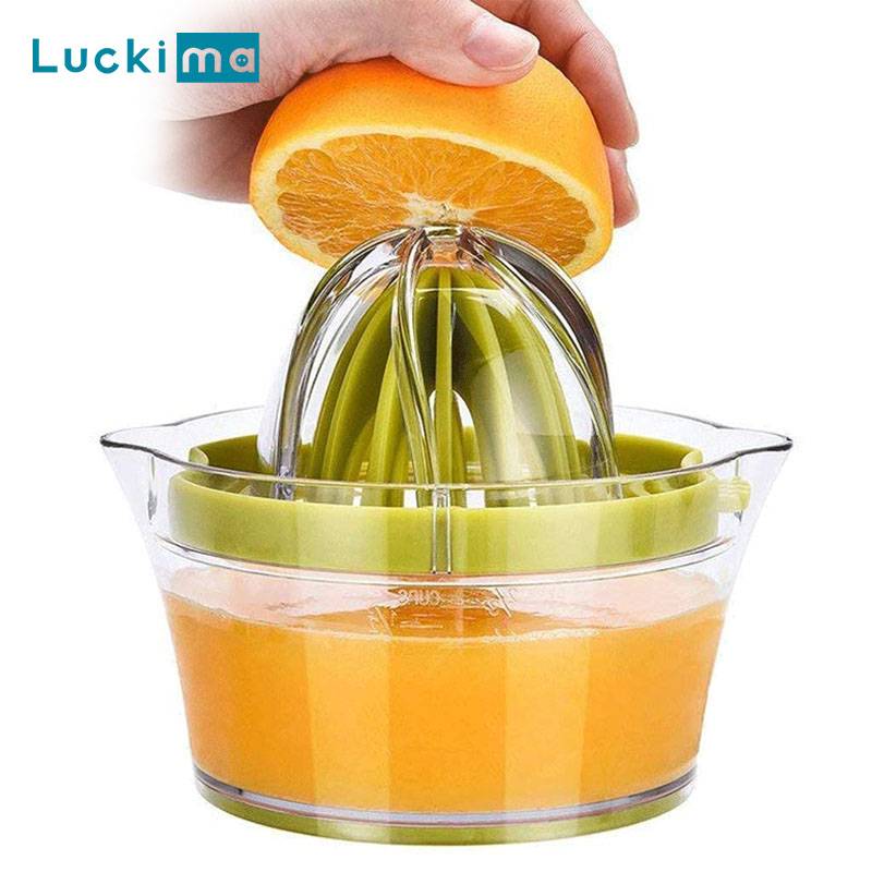 4 In 1 Citrus Lemon Orange Manual Juicer Multifunctional Hand Fruit Squeezer with Built-in Measuring Cup Grater Egg Separator