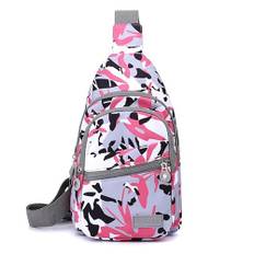Hrlace bröstväska dam Sling Bag liten axelväska dam snygg crossbody bag midjeväska crossover crossbag axel bältesväska med bred rem för utomhussporter/resor/shopping färgglad 1#