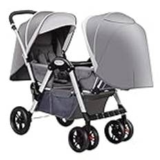 Dubbel barnvagn, tandem barnvagn, vikbar, lätt, för tvillingar, barnvagn, dubbel barnvagn, barnvagn för tvillingar, mysig kompakt tvillingbarnvagn, tandem paraplybarn