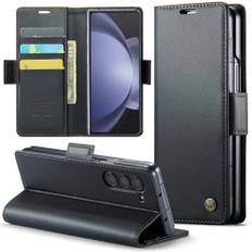 Phernykas Skal för Samsung Z Fold 5 Case, Läderfodral Plånbok Skal, [TPU-skal] [Kortplatser] [Kickstand] stöttåligt folio flipfodral Wallet Leather Cover för Samsung Z Fold 5, Svart
