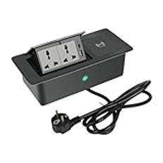 Pop Up Power Strip, Pop Up Socket Infällt eluttag med 30 W trådlös laddare, PD20 W A+C för hem, kontor,Black